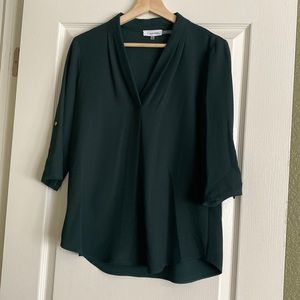Dark green roll sleeve blouse